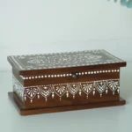 Brown Hand Painted Solid Wood Jewellery Box