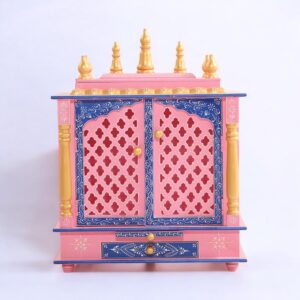Rajasthani Handpainted Wooden Pink Home Temple