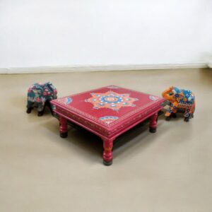 Rajasthani Hand Painted Wooden Red Bajot