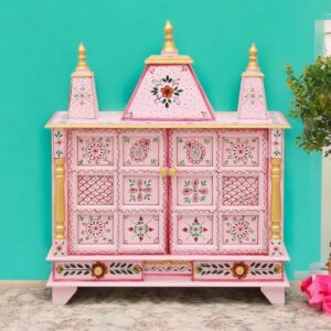Wooden Pooja Mandap With Gopuram For Home
