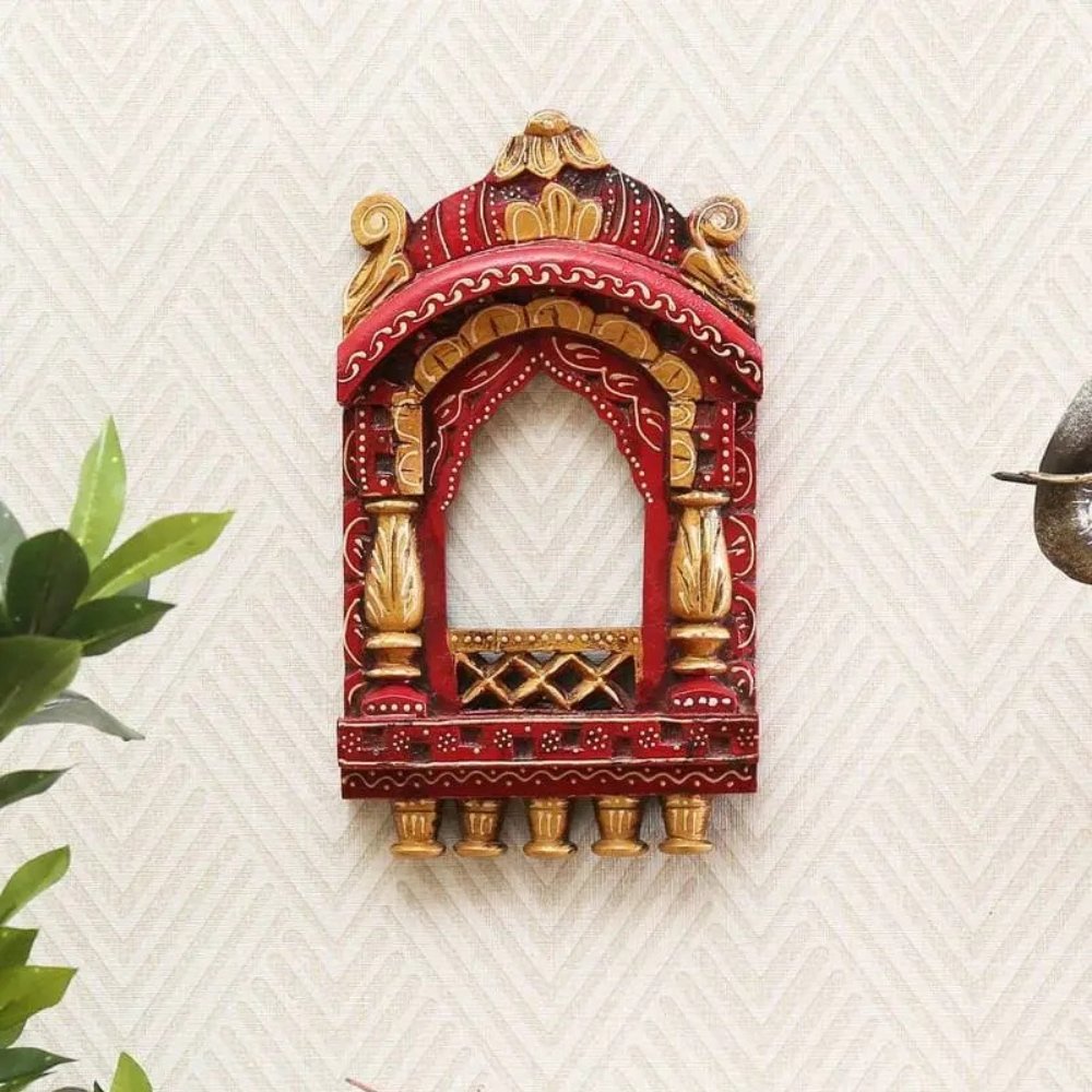 1 Rajasthani Traditional Pink Handpainted Jharokha - Image 1