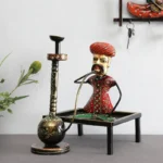 Rajasthani Metal Rural Man With Hukka Showpiece For Home Decor