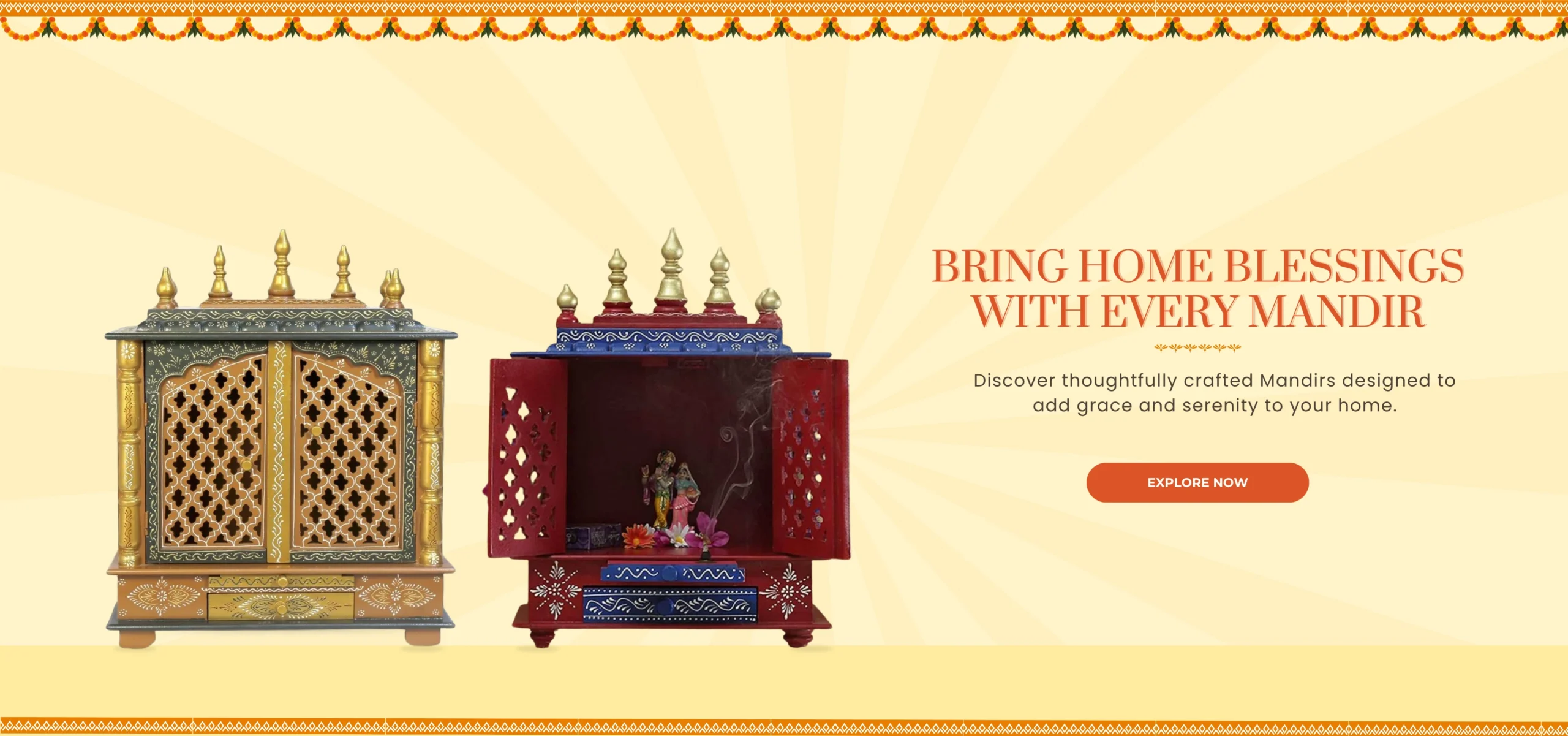 Wooden temple for home Handcrafted wooden pooja mandir