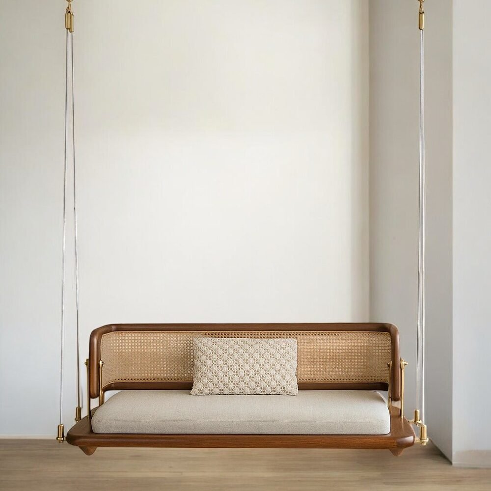 Wooden Reversible Rattan Swing Wooden Reversible jula