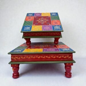 Wooden Pooja Chowki Handpainted Wooden Chowki