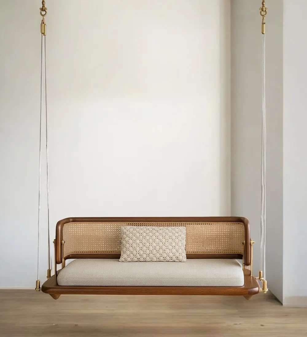 Wooden swing for home Wooden jhula living room Wooden swing balcony Designer wooden swing Wooden swing chair Wooden swing with stand Traditional wooden jhula Wooden swing price India