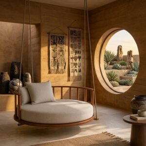 Wooden Hanging Swing Round Wooden Hanging Swing