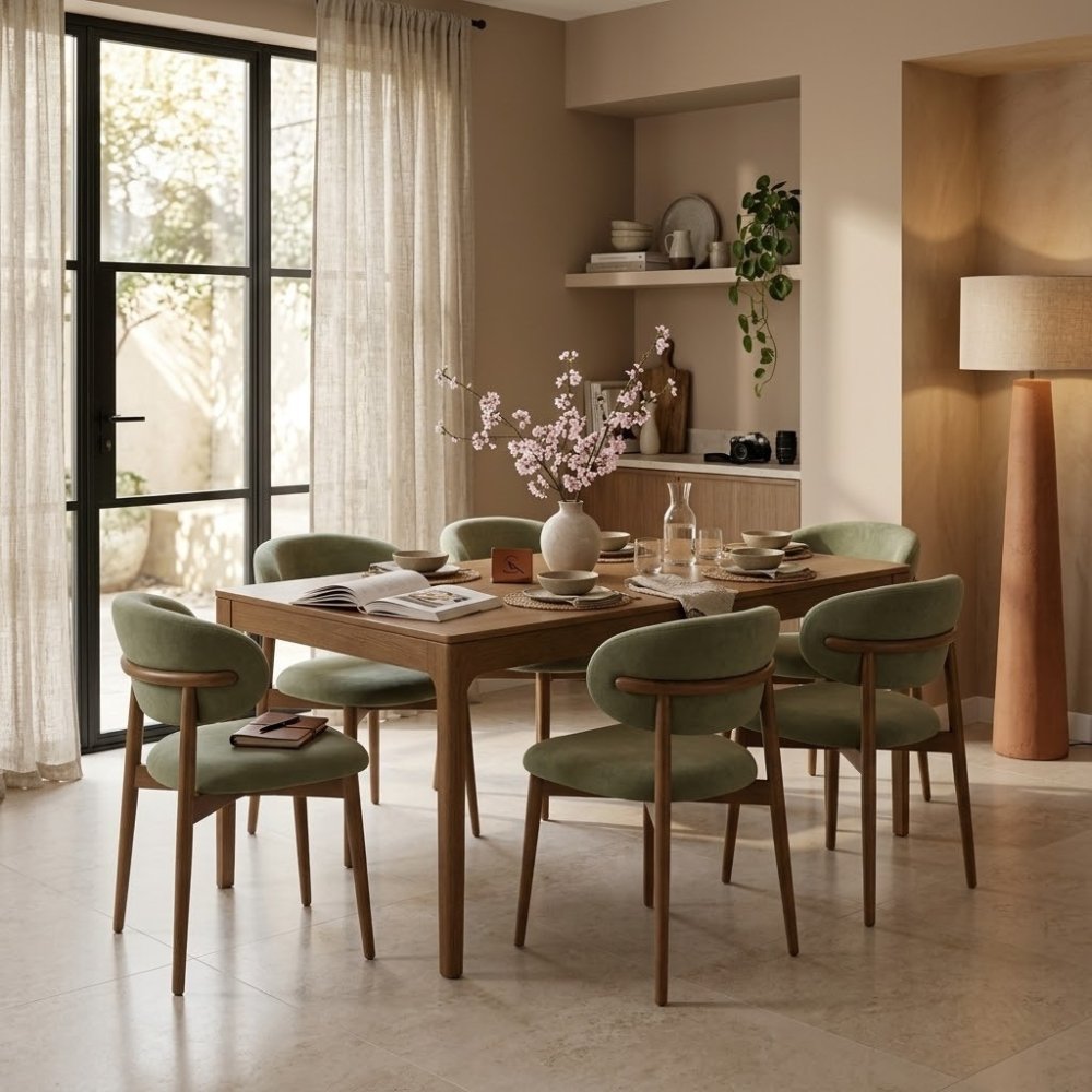 1 Monta Elegant Wood Dining 6 Chair Set - Image 1