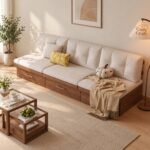 The Ground Solid Wood Floor Sofa Cum Bed with Storage