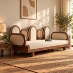 Rajsayan Solid Wood & Rattan Sofa Cum Bed