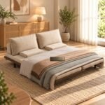Aaram Mango Wood Foldable Sofa Cum Bed With Cushion