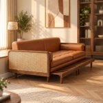 Modern Leatherette Rattan Sofa Cum Bed ( Day Bed )