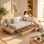 Premium Fabric Convertible Sofa Bed for Living & Guest Rooms