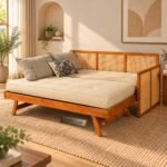 Cane Sofa Cum Bed with Trundle Convertible Sofa Bed
