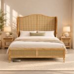 The Lumina Cane Bedroom Bed with 2 Bedside Tables