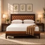 Caddy Solid Wood Leather Bed for Bedroom