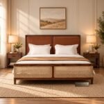 Caddy Rattan Solid Wood Bed for Home
