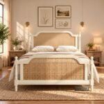 Caddy French Solid Wood Rattan Bed in All Sizes
