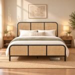 Retro Modern Cane Bed for Bedroom