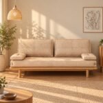 Foldable & Extendable Cotton Linen Convertible Sofa Cum Bed