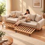 Solid Wood Extendable Sofa Cum Bed with High-Density Cushions