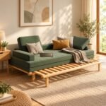 Solid Wood Extendable Sofa Cum Bed with High-Density Foam Mattress
